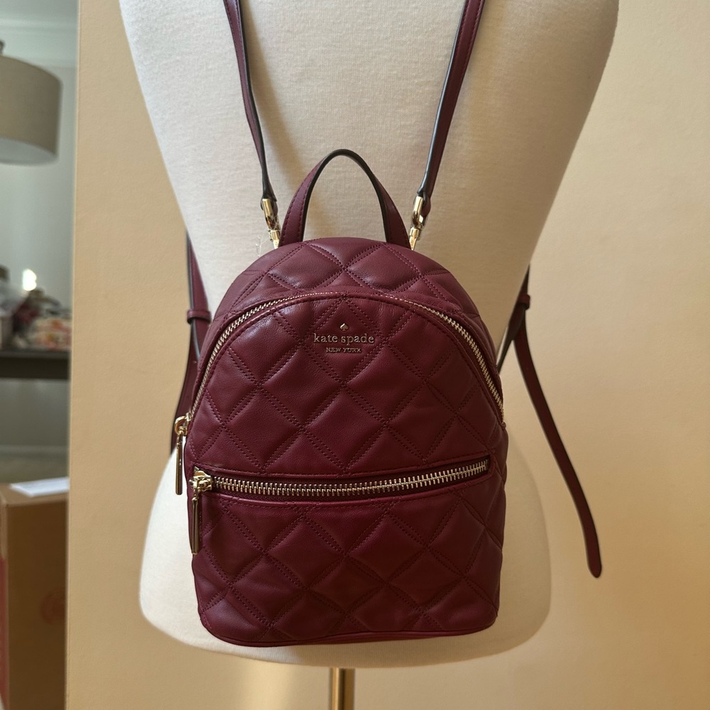 Kate Spade small Quilted Maroon Backpack